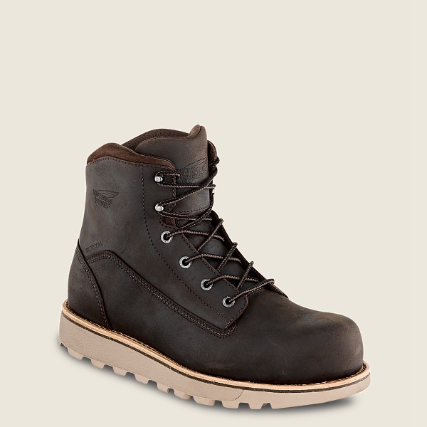 Mens Red Wing Traction Tred Lite - 6-inch Waterproof Toe - Safety Boots Dark Brown - DQS579640